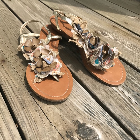 Festival sandals metallic and floral detail - Picture 4 of 6